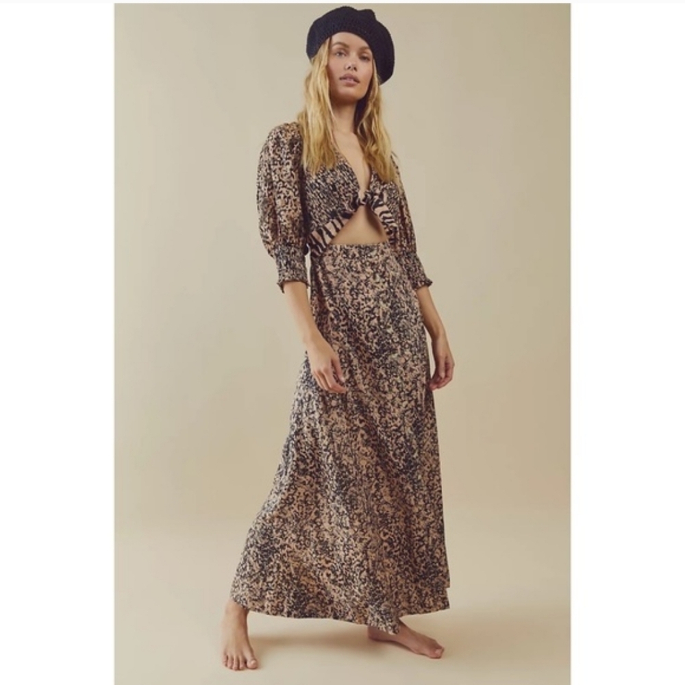 Free People String Of Hearts Maxi Dress In Cream Combo